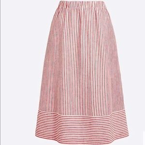 J. Crew Factory Striped Cotton Linen Midi Skirt